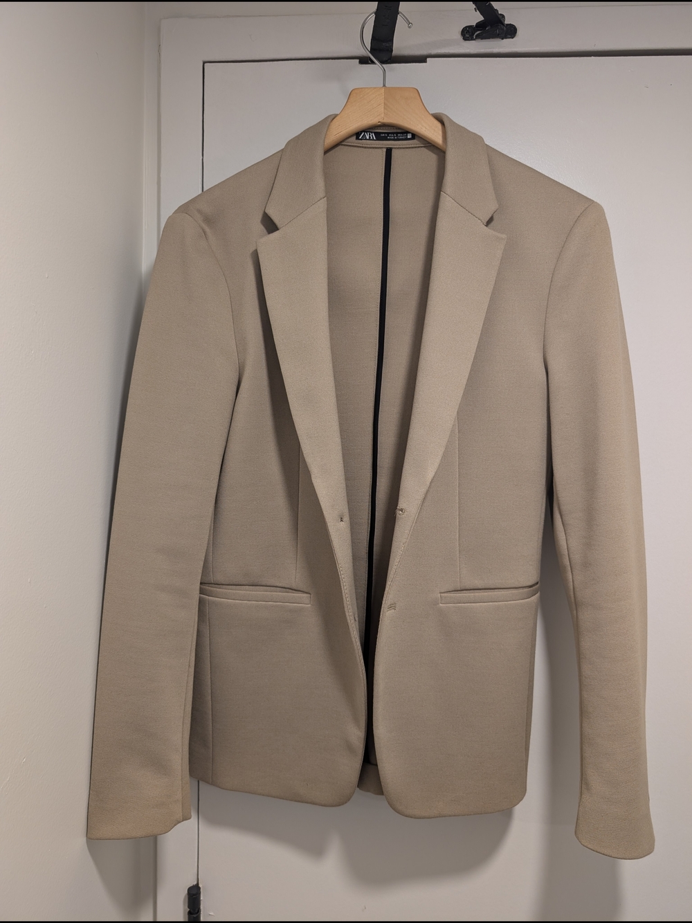 Zara Men Beige Single-Breasted Blazer